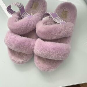 UGG Oh Yeah Lilac Fluffy Slippers